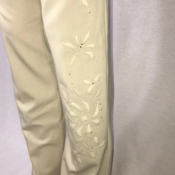 Absolu Size 2 Vintage Floral Detailed Pants in Beige Color. New With Tag. - Picture 3 of 8